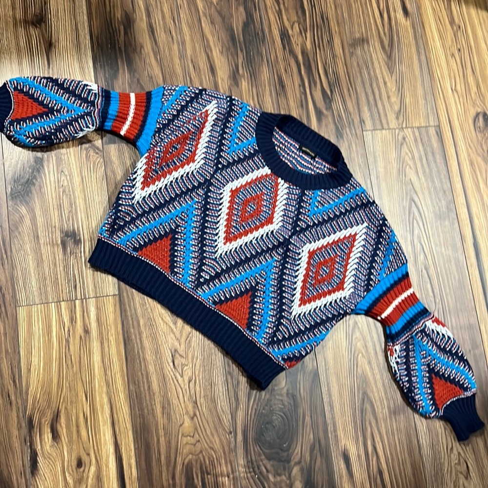 Western Aztec cropped sweater, size s/m